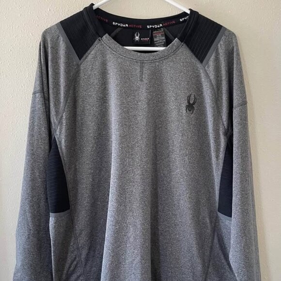 Spyder Gray and Black Activewear Long Sleeve Shirt Men’s XL - Picture 1 of 4